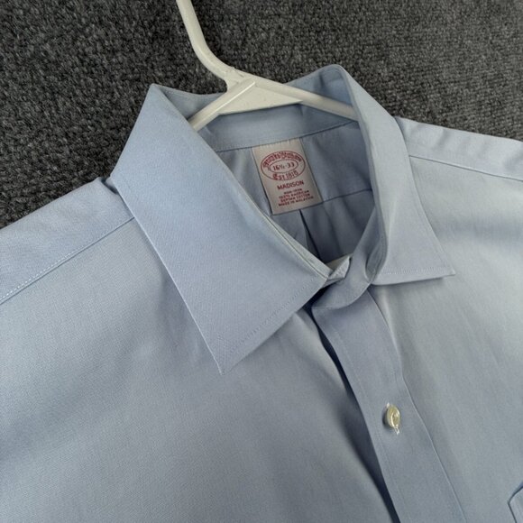 Brooks Brothers Non Iron Cotton Button Up 16.5 33 Madison Blue Supima Adult Men - Picture 9 of 15